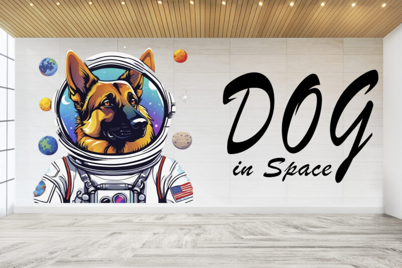 Astronaut Dog in Space Clipart Illustration Bundle for Print on Demand Design