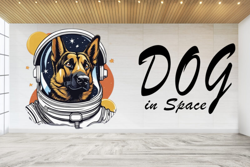 Astronaut Dog in Space Clipart Illustration Bundle for Print on Demand Design