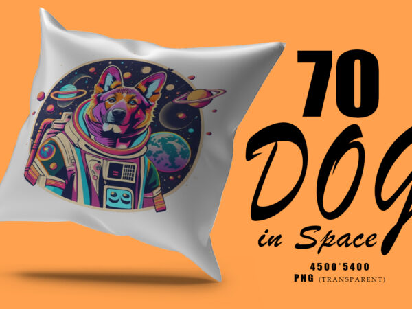 Astronaut dog in space clipart illustration bundle for print on demand design