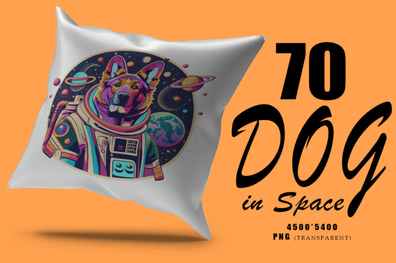 Astronaut Dog in Space Clipart Illustration Bundle for Print on Demand Design