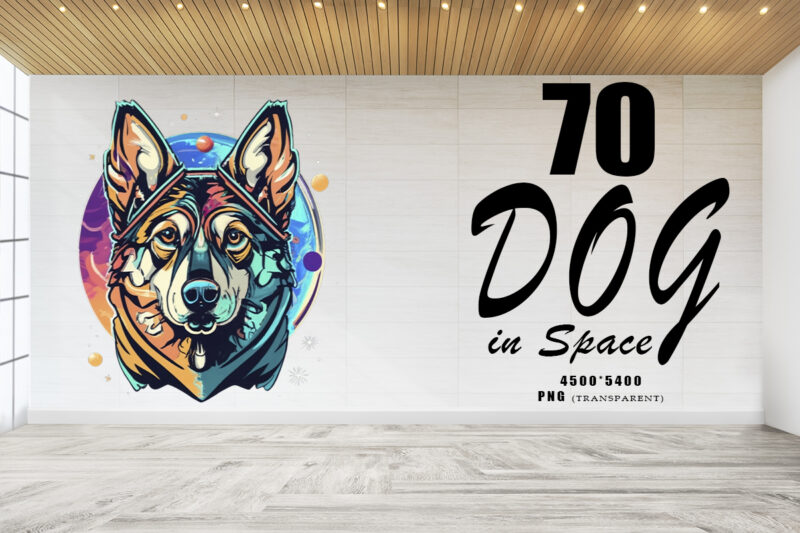 Astronaut Dog in Space Clipart Illustration Bundle for Print on Demand Design