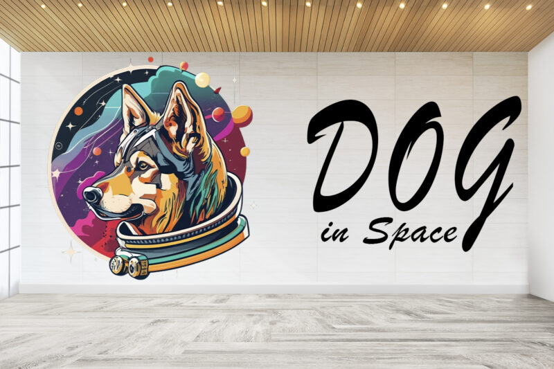 Astronaut Dog in Space Clipart Illustration Bundle for Print on Demand Design