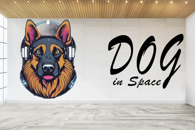 Astronaut Dog in Space Clipart Illustration Bundle for Print on Demand Design