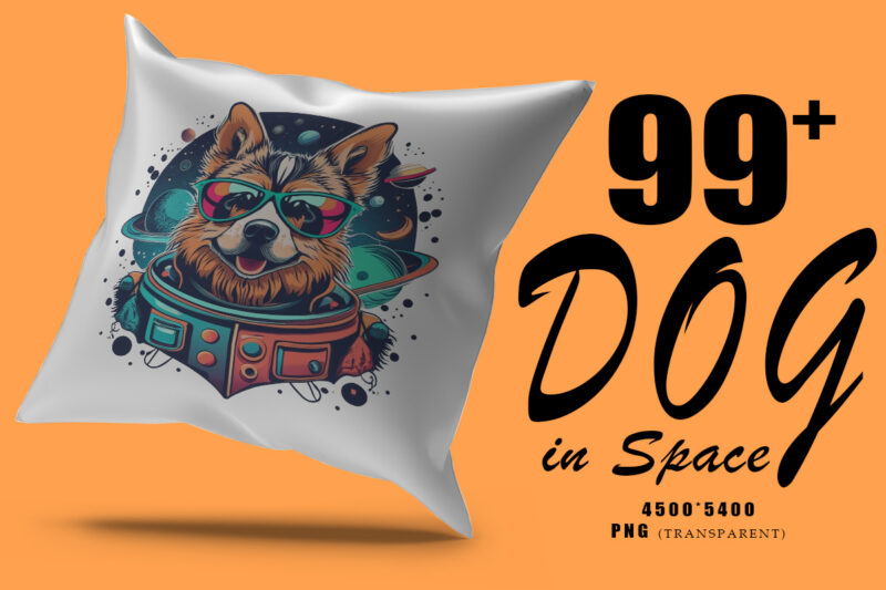 Astronaut Dog in Space Clipart Illustration Bundle for Print on Demand Design