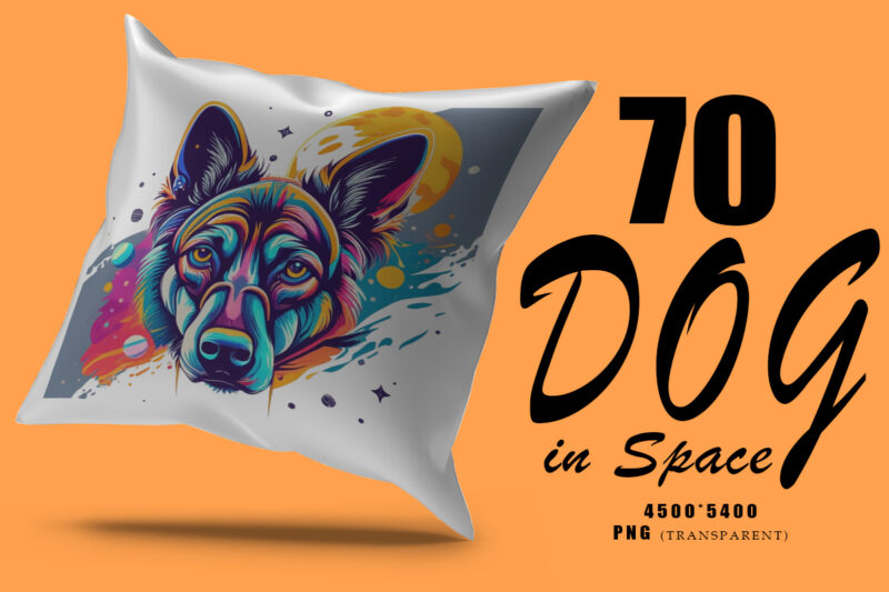 Astronaut Dog in Space Clipart Illustration Bundle for Print on Demand Design