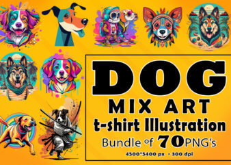 Dog Mix Art Clipart Illustration Bundle for Print on Demand Design