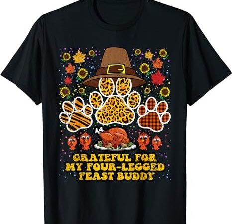 Dog paw print thanksgiving day plaid leopard print autumn t-shirt