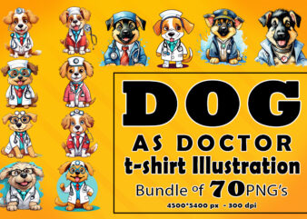 Dog as Doctor Clipart Illustration Bundle t shirt vector illustration