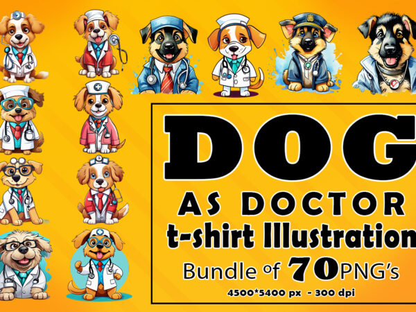 Dog as doctor clipart illustration bundle t shirt vector illustration