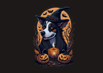 Spooky Shepherd Dog Witch Halloween