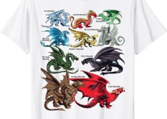 Dragon Types Dragon Lovers Women Men Girls Boys Dragons T-Shirt PNG File