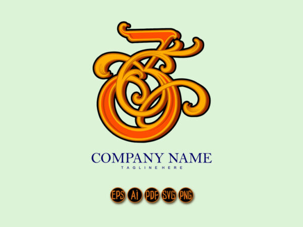 Elegant emblem classic number 3 monogram logo vector clipart