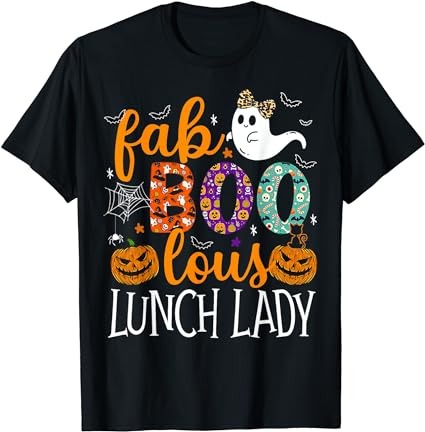 Fab boo lous lunch lady cute ghost pumpkin funny halloween t-shirt png file