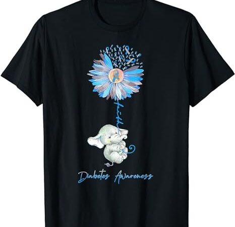 Faith cute elephants sunflower diabetes awareness t-shirt png file