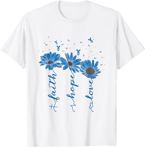 Faith Hope Love Diabetes Awareness Day Blue Ribbon Christian T-Shirt PNG File