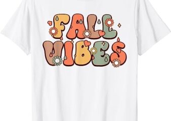 Fall Vibes, Vintage Groovy Fall Season Retro Leopard Autumn T-Shirt PNG File