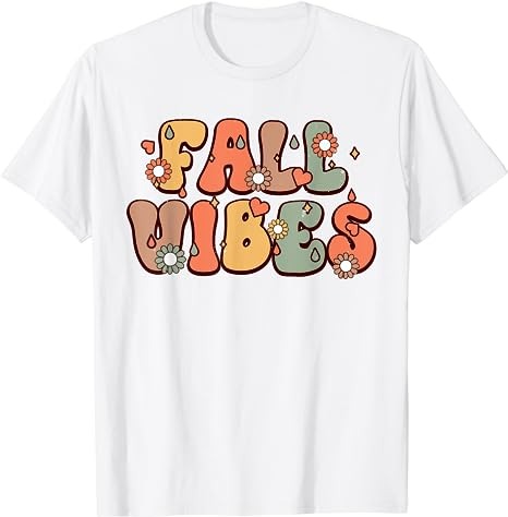 Fall Vibes, Vintage Groovy Fall Season Retro Leopard Autumn T-Shirt PNG File