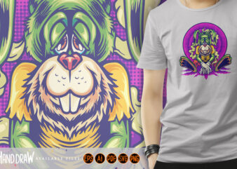 Fantasia wonderland psychedelic bunny cannabis t shirt graphic design