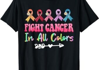 Fight Cancer In All Color Feather Breast Cancer Awareness T-Shirt png file
