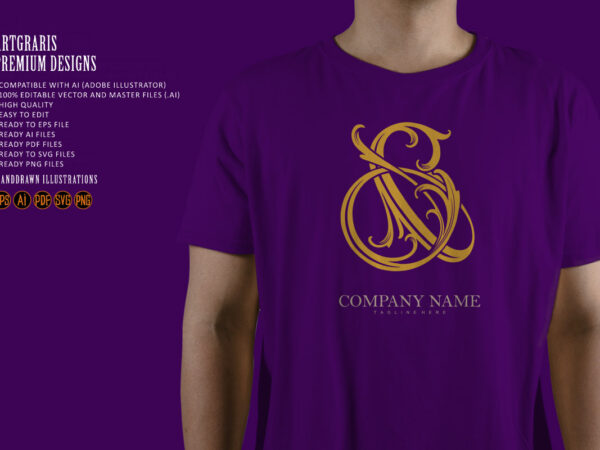 Flourish ampersand classic logo elegant t shirt graphic design