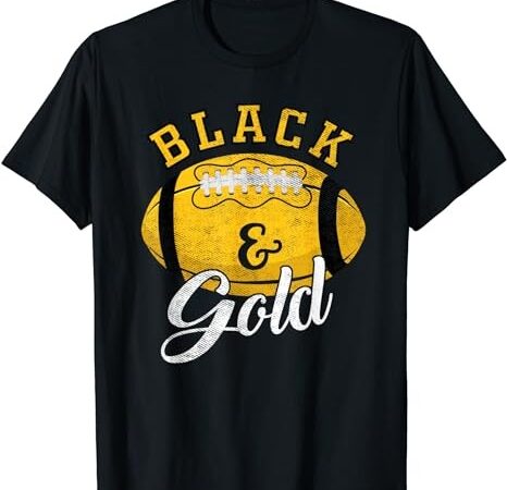 Football game day black and gold costume for football lover t-shirt