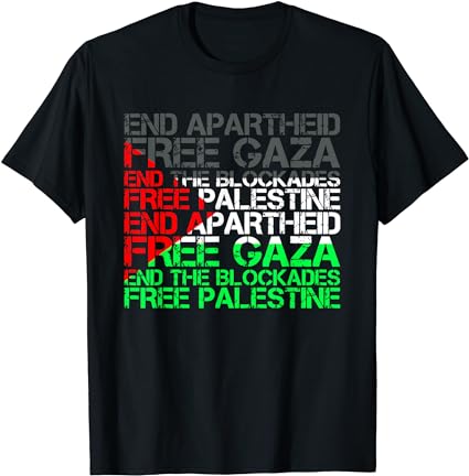 Free palestine arabic palestine gaza jerusalem support flag t-shirt