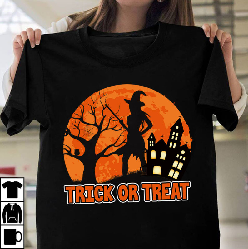 Trick or Treat T-shirt Design, Halloween SVG T-shirt Design Bundle ,MEGA HALLOWEEN BUNDLE 2, 130 Designs, Heather Roberts Art Bundle, Halloween svg, Fall svg, Thanksgiving svg, Cut Files Cricut, Silhouette