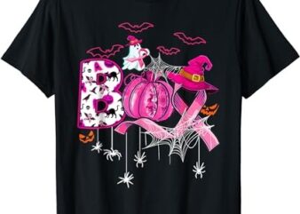 Funny Boo Pumpkin Witch Pink Ribbon Breast Cancer Halloween T-Shirt PNG File