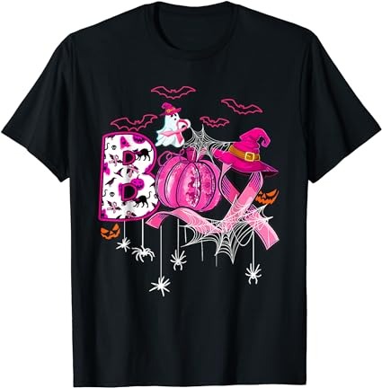 Funny boo pumpkin witch pink ribbon breast cancer halloween t-shirt png file