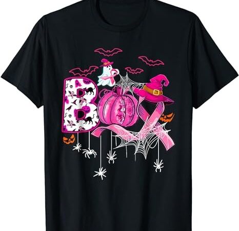 Funny boo pumpkin witch pink ribbon breast cancer halloween t-shirt png file
