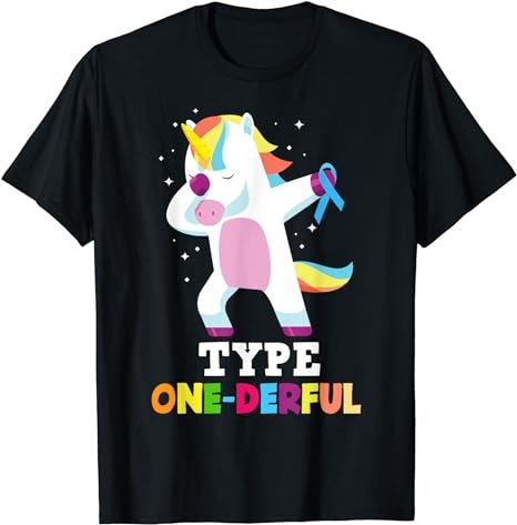 Funny Diabetic Type 1 Diabetes T1D Type One-Derful Unicorn T-Shirt PNG File