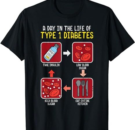 Funny diabetic type 1 life cycle – funny diabetes awareness t-shirt