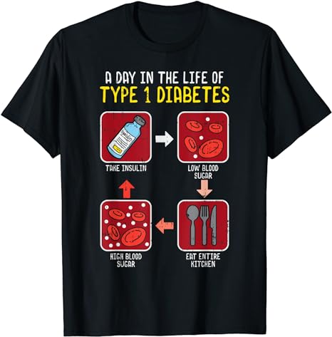 Funny Diabetic Type 1 Life Cycle – Funny Diabetes Awareness T-Shirt