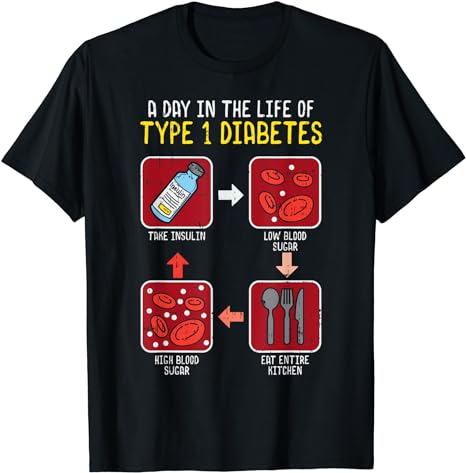 Funny Diabetic Type 1 Life Cycle – Funny Diabetes Awareness T-Shirt