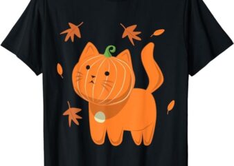 Funny Halloween Cat Shirt Cat Pumpkin Jack-O-Lantern Gift T-Shirt