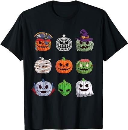 Funny halloween costume women kids men pumpkin characters t-shirt png file