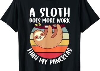 Funny My Pancreas Diabetes Type 1 T1D Sloth Vintage Kids Boy T-Shirt PNG File