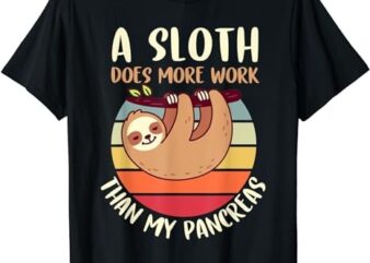 Funny My Pancreas Diabetes Type 1 T1D Sloth Vintage Kids Boy T-Shirt PNG File
