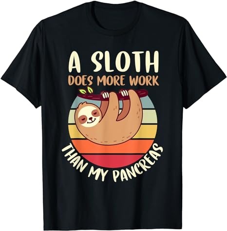 Funny My Pancreas Diabetes Type 1 T1D Sloth Vintage Kids Boy T-Shirt ...