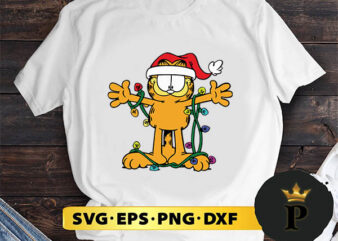 Garfield Christmas Lights SVG, Merry Christmas SVG, Xmas SVG PNG DXF EPS t shirt design template