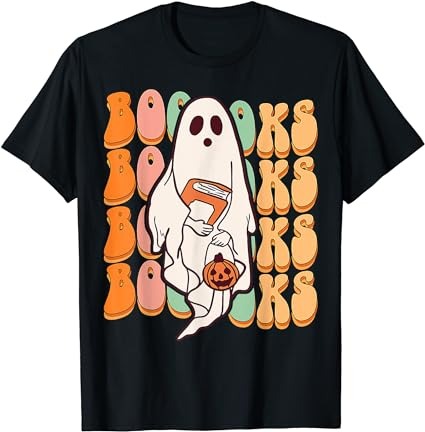 Ghost book reading halloween costume teacher books lover t-shirt png file