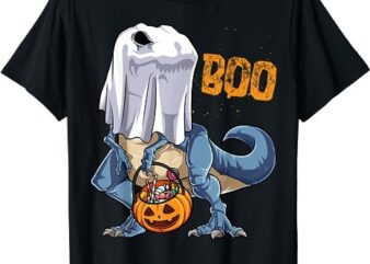 Ghost Dinosaur T rex Funny Boo Halloween Boys Men Pumpkin T-Shirt PNG File
