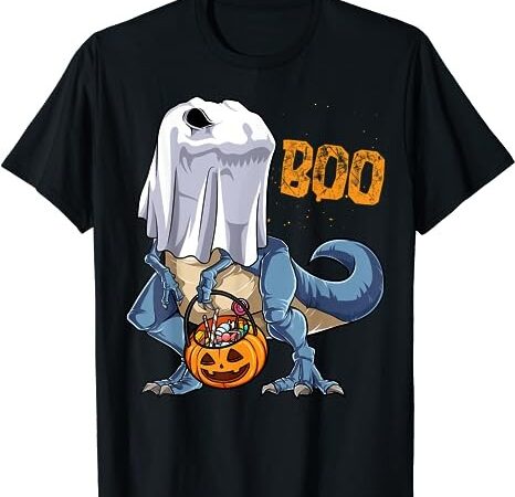 Ghost dinosaur t rex funny boo halloween boys men pumpkin t-shirt png file