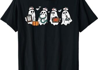 Ghost Nurses Halloween Crew Funny Costume Scrub Top Women T-Shirt PNG File