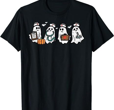 Ghost nurses halloween crew funny costume scrub top women t-shirt png file