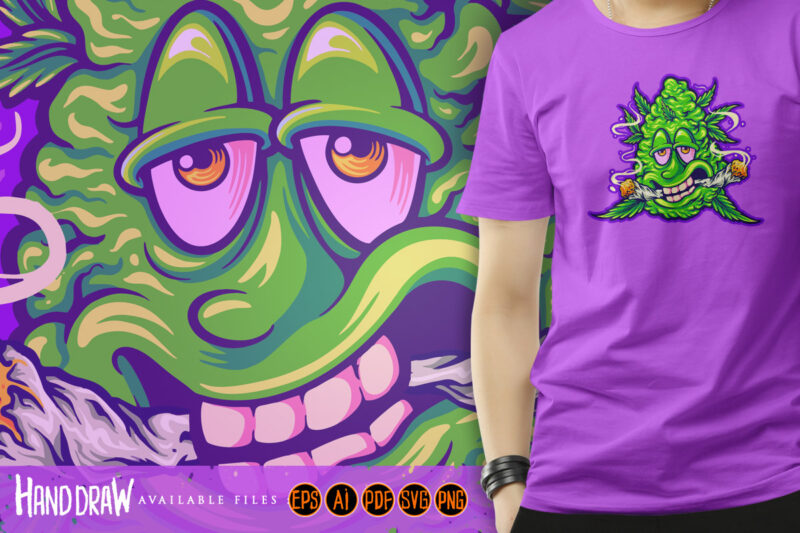 Giggling green cannabis bud monster joy