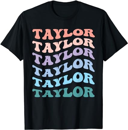 Girl retro groovy taylor first name personalized birthday t-shirt