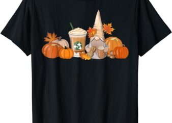 Gnome Coffee Latte Pumpkin Fall Autumn Funny Thanksgiving T-Shirt