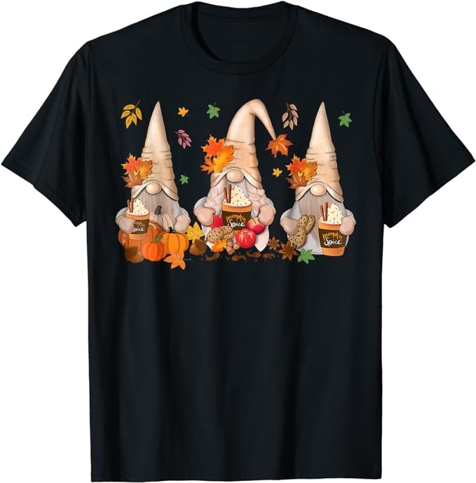 Gnomes Pumpkin Spice Coffee Latte Fall Autumn Thanksgiving T-Shirt