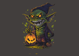 Pumpkin Goblin Halloween Tshirt Design